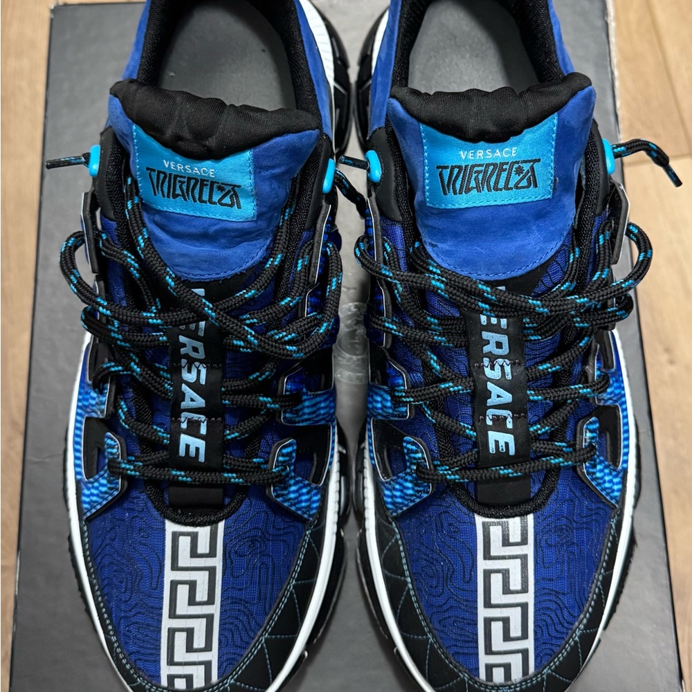 Versace Men's Black and Blue Sneakers